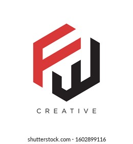 fw logo design.vector initial hexagon