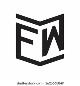 FW Logo Emblem Monogram With Shield Style Design Template Isolated On white Background