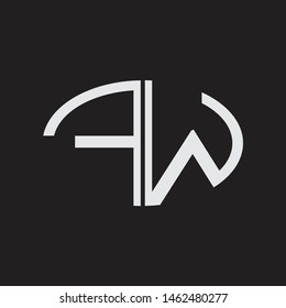 FW Logo letter oval monogram design template with black and white colors