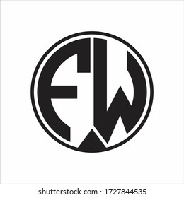 FW Logo monogram circle with piece ribbon style on white background