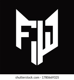Monograma del logotipo FW con la plantilla de diseño de la forma de la cabeza del zorro