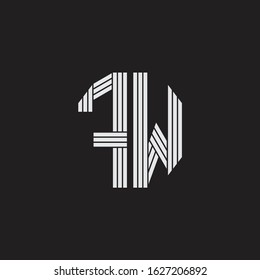 FW Logo monogram with outline style linked isolated on black background