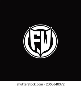 FW Logo monogram with shield and circluar shape design tamplate on black background