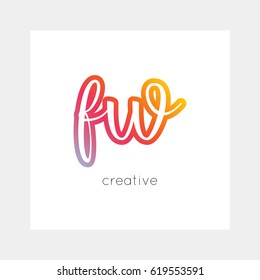 FW logo, vector. Useful as branding, app icon, alphabet combination, clip-art.