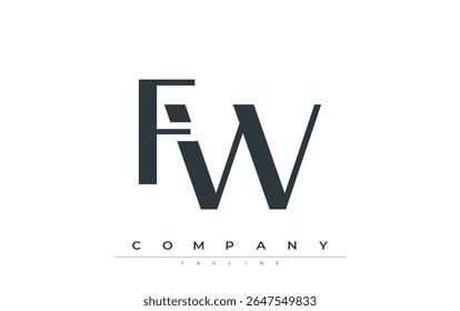 FW Modern Initials Logo Design. Branding logo with stylized initials showcasing bold design and modern aesthetic. Ideal for professional business branding or creative projects focusing on minimalistic