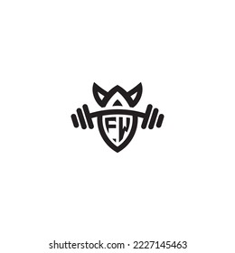 FW simple line fitness gym concept in high quality professional design that will print well across any print media