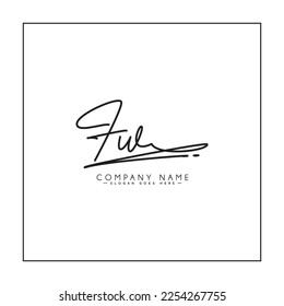 FW Simple Signature Logo - Handwritten Vector Template for F and W Logo