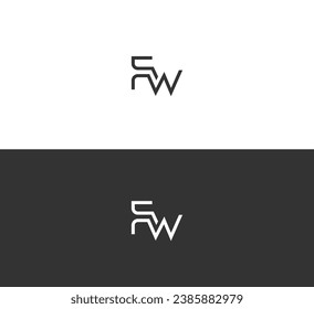 FW, WF letter logo design template elements. Modern abstract digital alphabet letter logo.