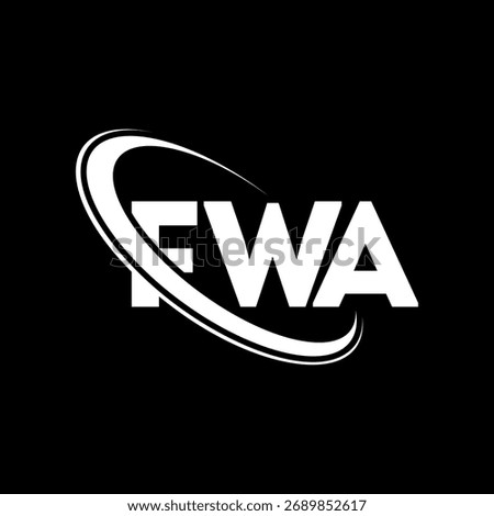 FWA logo. FWA letter. FWA letter logo design. Initials FWA logo linked with circle and uppercase monogram logo. FWA-typography for technology, business and real estate brand.