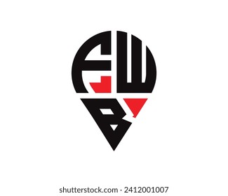 FWB letter location shape logo design.
