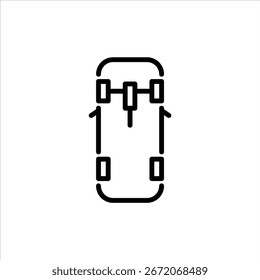 Icono de contorno de coche FWD. Tipo de transmisión ilustración de línea negra.