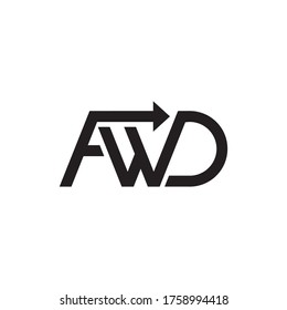 Letra FWD con vector de diseño de logotipo de flecha hacia adelante