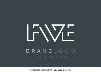 Diseño de logotipo de carta abstracta FWE. Diseño moderno del logotipo del negocio con tipografía Abstractas y estilo contemporáneo