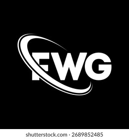 Logotipo do FWG. Carta FWG. Projeto do logotipo da letra FWG. Logotipo inicial do FWG ligado ao logotipo do monograma em círculo e maiúsculo. FWG-tipografia para marca de tecnologia, negócios e imóveis.