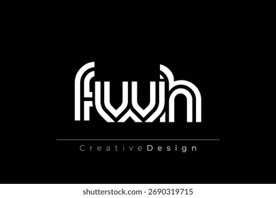 FWH Creative Unique Modern Letter Logo Design. Elegantes Monogramm-Logo-Design mit dekorativen Elementen und Typografie