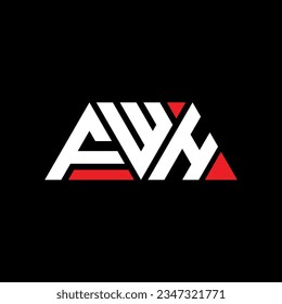 FWH triangle letter logo design with triangle shape. FWH triangle logo design monogram. FWH triangle vector logo template with red color. FWH triangular logo Simple, Elegant, and Luxurious design.