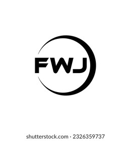 FWJ letter logo design in illustration. Vector logo, calligraphy designs for logo, Poster, Invitation, etc.