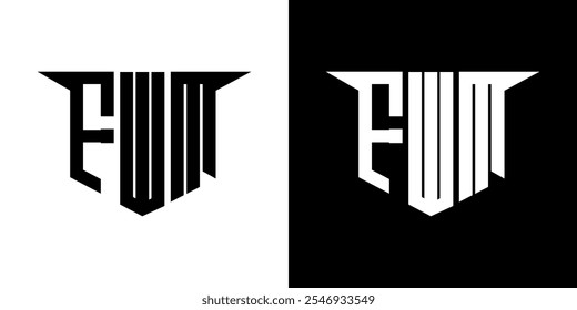 Projeto de logotipo de letra FWM com fundo branco no ilustrador, logotipo vetorial estilo de sobreposição de fonte alfabeto moderno, projetos de caligrafia para logotipo, cartaz, convite, etc.