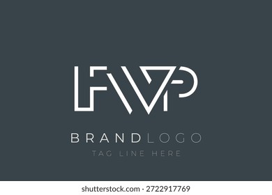 Diseño de logotipo de carta abstracta FWP. Diseño moderno del logotipo del negocio con tipografía Abstractas y estilo contemporáneo
