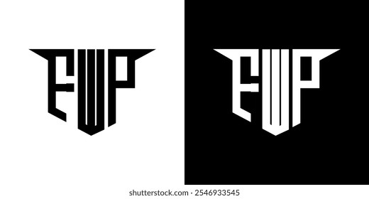 FWP letter logo design with white background in illustrator, vector logo modern alphabet font overlap style, calligraphy designs for logo, Poster, Invitation, etc.