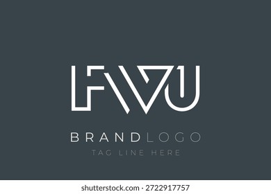 Diseño de logotipo de carta abstracta FWU. Diseño moderno del logotipo del negocio con tipografía Abstractas y estilo contemporáneo
