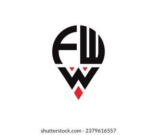 FWW-Buchstaben Position Form Logo Design. Das FWW-Logo für den Briefort ist einfach zu entwerfen.