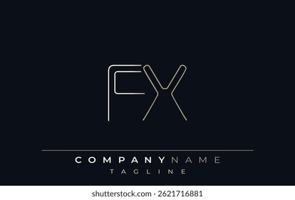 Logo de style ligne Abstrait FX. Conception minimaliste avec les lettres F et X Style de ligne d'Abstrait