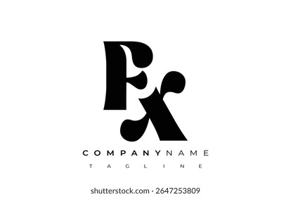 FX Creative Abstract Tipografia Design de logotipo. Logotipo elegante que combina tipografia arrojada e formas criativas, ideal para soluções de marca e identidade.