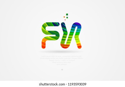 fx f x alphabet letter logo icon combination design with rainbow color