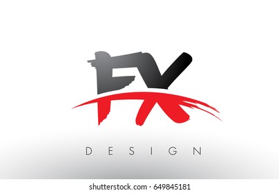 FX F X Brush Logo Letters Design with Red and Black Colors and Brush Letter Concept.