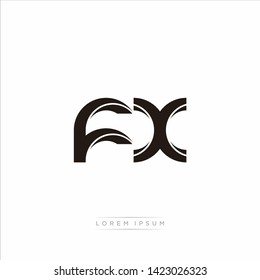 fx f x Initial Letter Split Lowercase Modern Monogram linked outline rounded logo