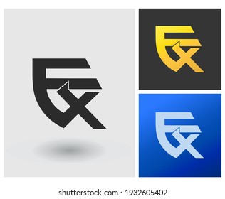 Plantilla creativa del logotipo de la letra inicial de FX o FY, concepto de alfabeto tatuado