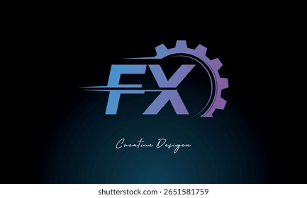 FX Gear Fusion Logo – Industrial Tech-Inspired Letter mark Futuristic Industrial Letter Mark Design for Technology and Engineering Brands.