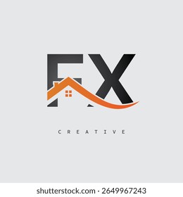 FX House Letter Logo – Creative Real Estate Monogram with Roof Shape and Home Icon for Property, Architecture and Modern Branding Identity