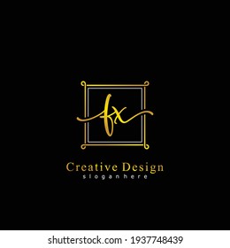 FX Caligrafía inicial logotipo manuscrito. Alfabeto escrito a mano en la plantilla de logotipo. Cartas y alfabetos para la firma, boda, moda, floral y botánica 