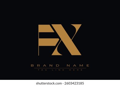 FX initial letter logo design. Letter F and X luxury alphabet letter logo icon template
