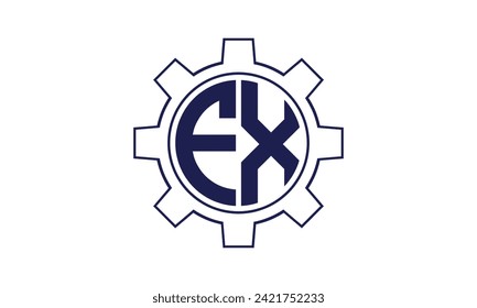 FX letra inicial modelo de diseño de vector de logotipo de círculo mecánico. industrial, ingeniería, servicios, marca de palabras, marca de letras, monograma, construcción, empresa, empresa, empresa, comercial, geométrica