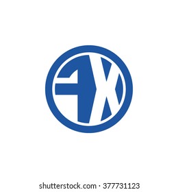 FX initial letters circle business logo blue