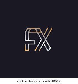 FX initial letters elegant logo golden silver black background