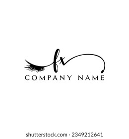 FX logotipo inicial lash logotipo eyelector de etiqueta moderna