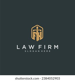FX initial logo monogram with shield and sword style design for law firm