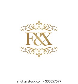 F&X Initial logo. Ornament ampersand monogram golden logo