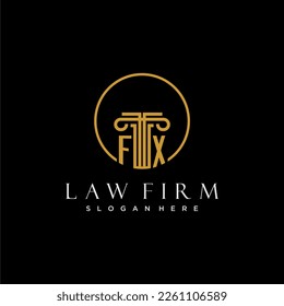 FX initial monogram for law firm with creative circle line