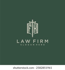 FX initial monogram for law firm with sword and shield logo image