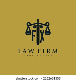 FX initial monogram for lawfirm logo with sword and scale