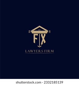 FX initial monogram lawfirm logo with pillar design