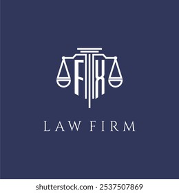 FX initial monogram for lawfirm logo with scales vector image