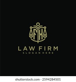 FX initial monogram logo for lawfirm with scale vector design