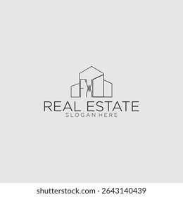 Logo initial de monogramme FX pour l'immobilier avec le style de bâtiment de luxe