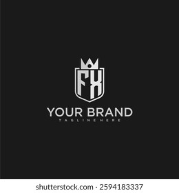 FX initial monogram shield and crown vector image
